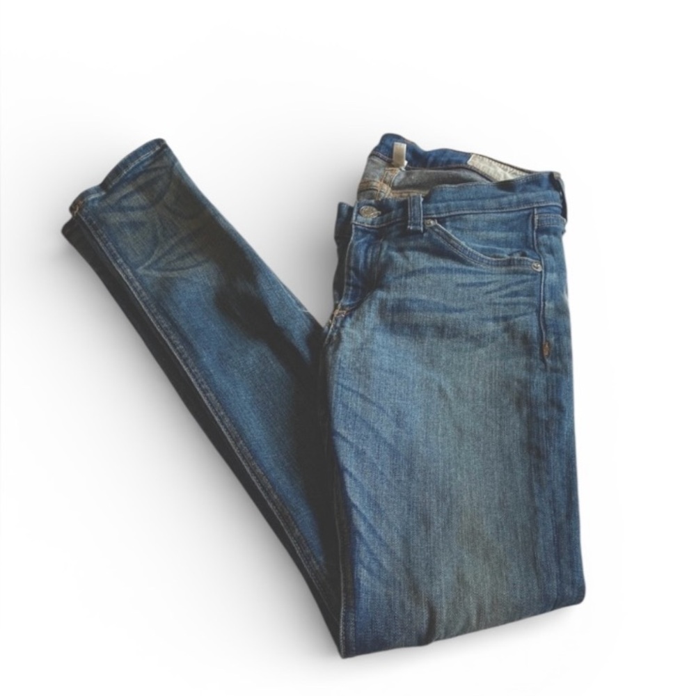 Rag & Bone Chesham Cotton Embroidered Logo Whiskered Skinny Jeans Size 26